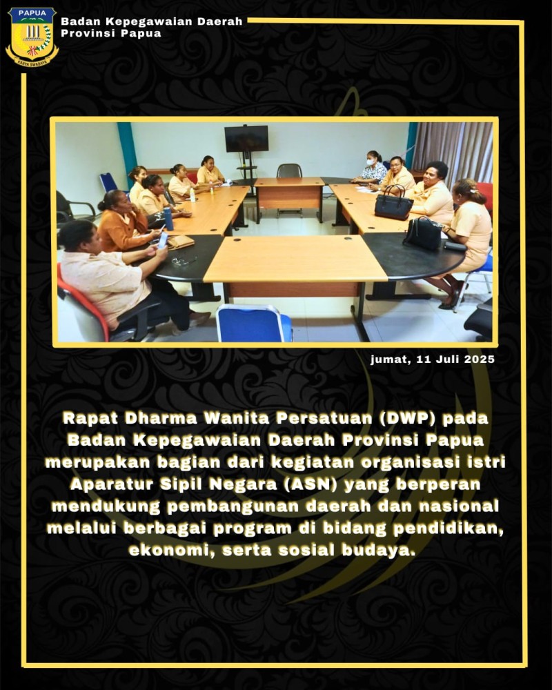Rapat Dharma Wanita Persatuan (DWP) Badan Kepegawaian Daerah Provinsi Papua 
